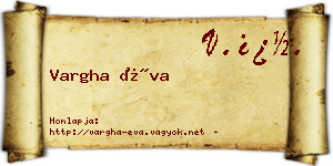 Vargha Éva névjegykártya